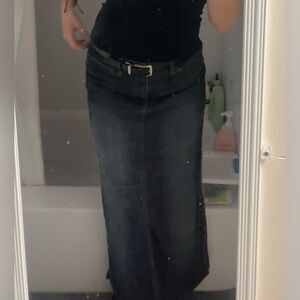 Elegant Black Denim Pencil Skirt- Never Worn
